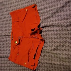 Juniors Shorty Shorts. Bright Red